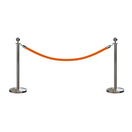 MONTOUR LINE Stanchion Post and Rope Kit Sat.Steel, 2 Ball Top1 Gold Rope C-Kit-2-SS-BA-1-PVR-GD-PS